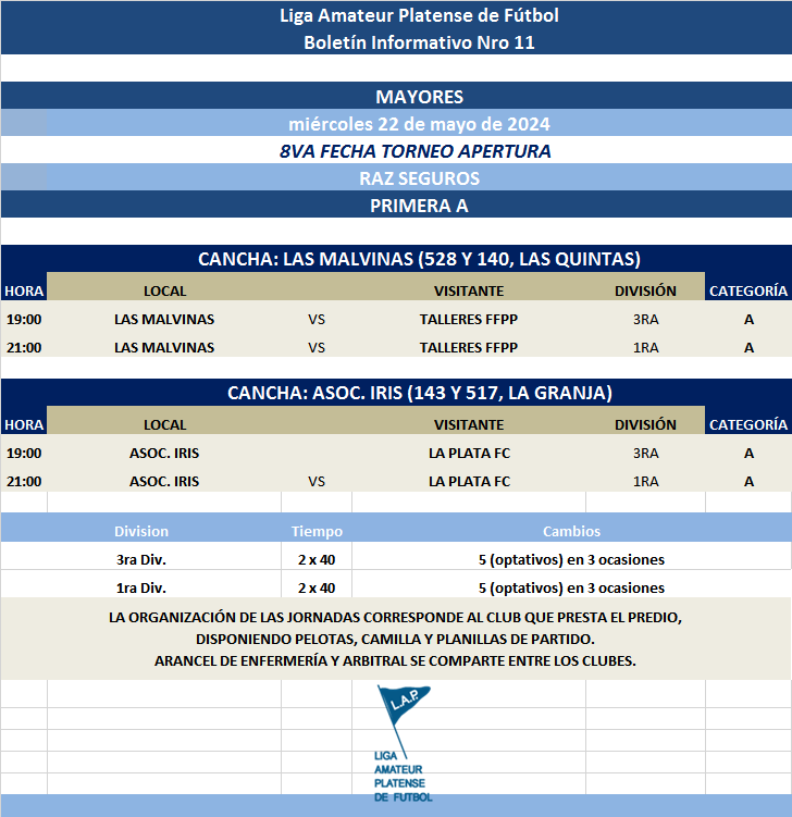 PROGRAMACIÓN PREVIA FECHA 8