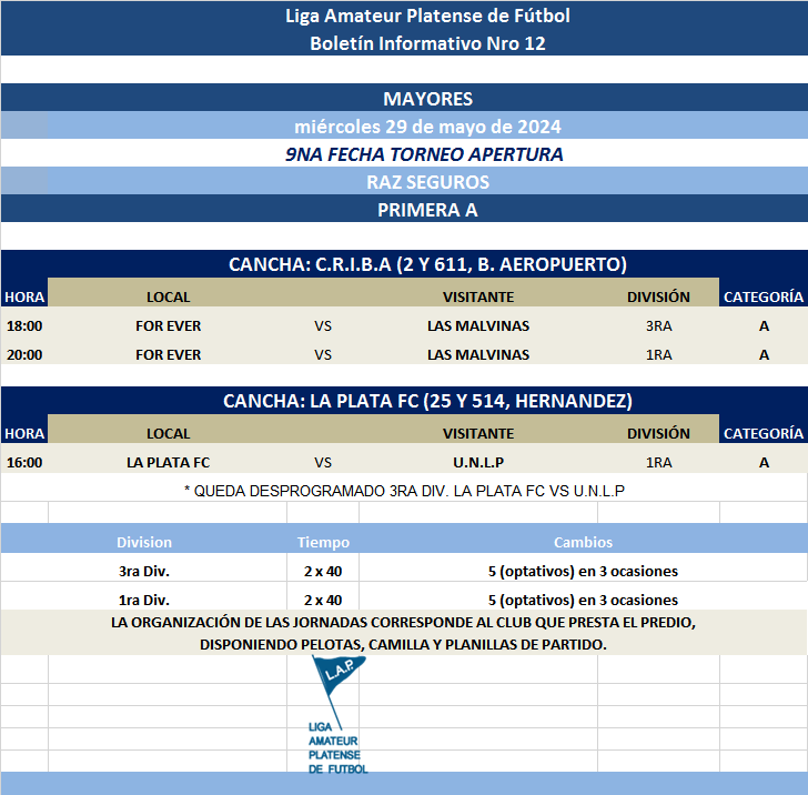 PROGRAMACIÓN PREVIA FECHA 9