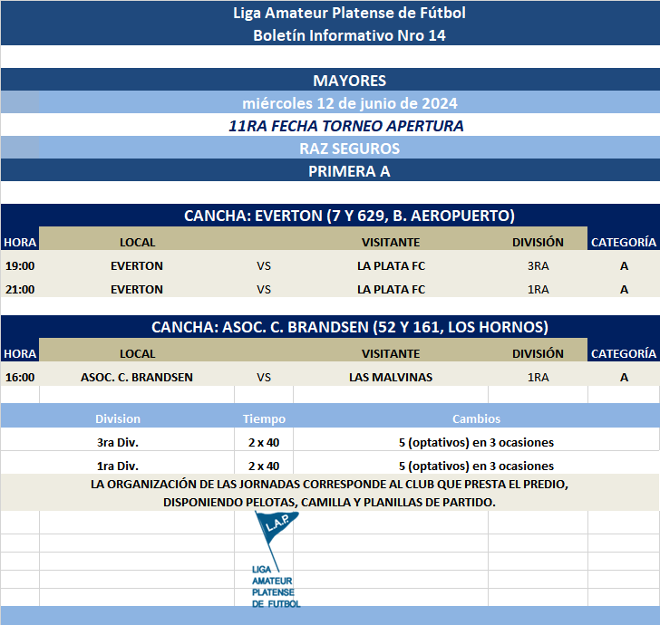 PROGRAMACIÓN PREVIA FECHA 11