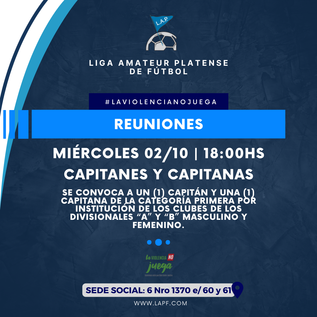 CONVOCATORIA REUNIÓN CAPITANES Y CAPITANAS DE PRIMERA