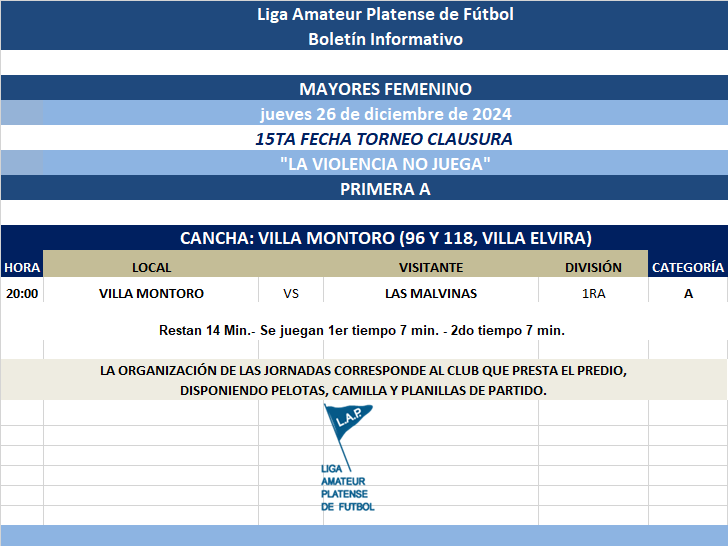 PROGRAMACIÓN JORNADA  SUSPENDIDA