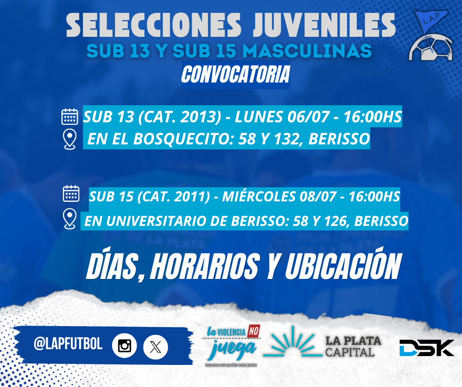 #Selecciones CONVOCATORIA SELECCIONES JUVENILES