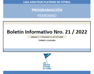 #ReProgramación RECTIFICACIÓN HORARIOS PROGRAMACIÓN NRO 21 #Femenino