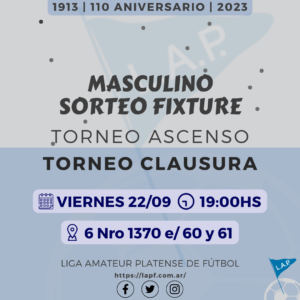 SORTEO FIXTURE MASCULINO TORNEO ASCENSO T. CLAUSURA 2023