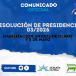 Institucional | RESOLUCIÓN DE PRESIDENCIA 3/2026 HABILITACIÓN UNIDOS DE OLMOS Y 5 DE MAYO
